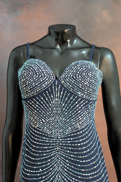 Crystal Draped Embellished Evening Gown