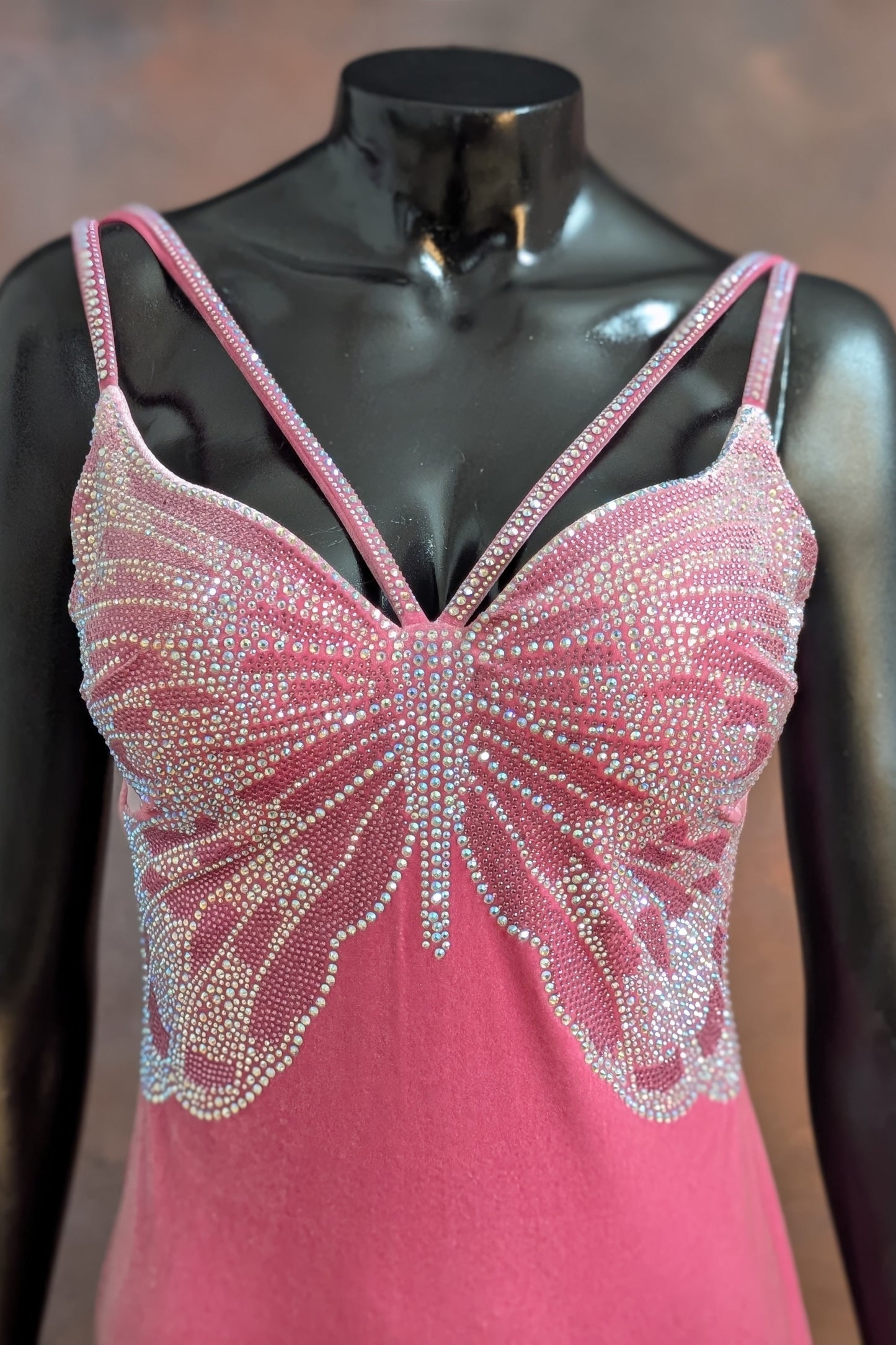 Pink Butterfly Embellished Slip Gown