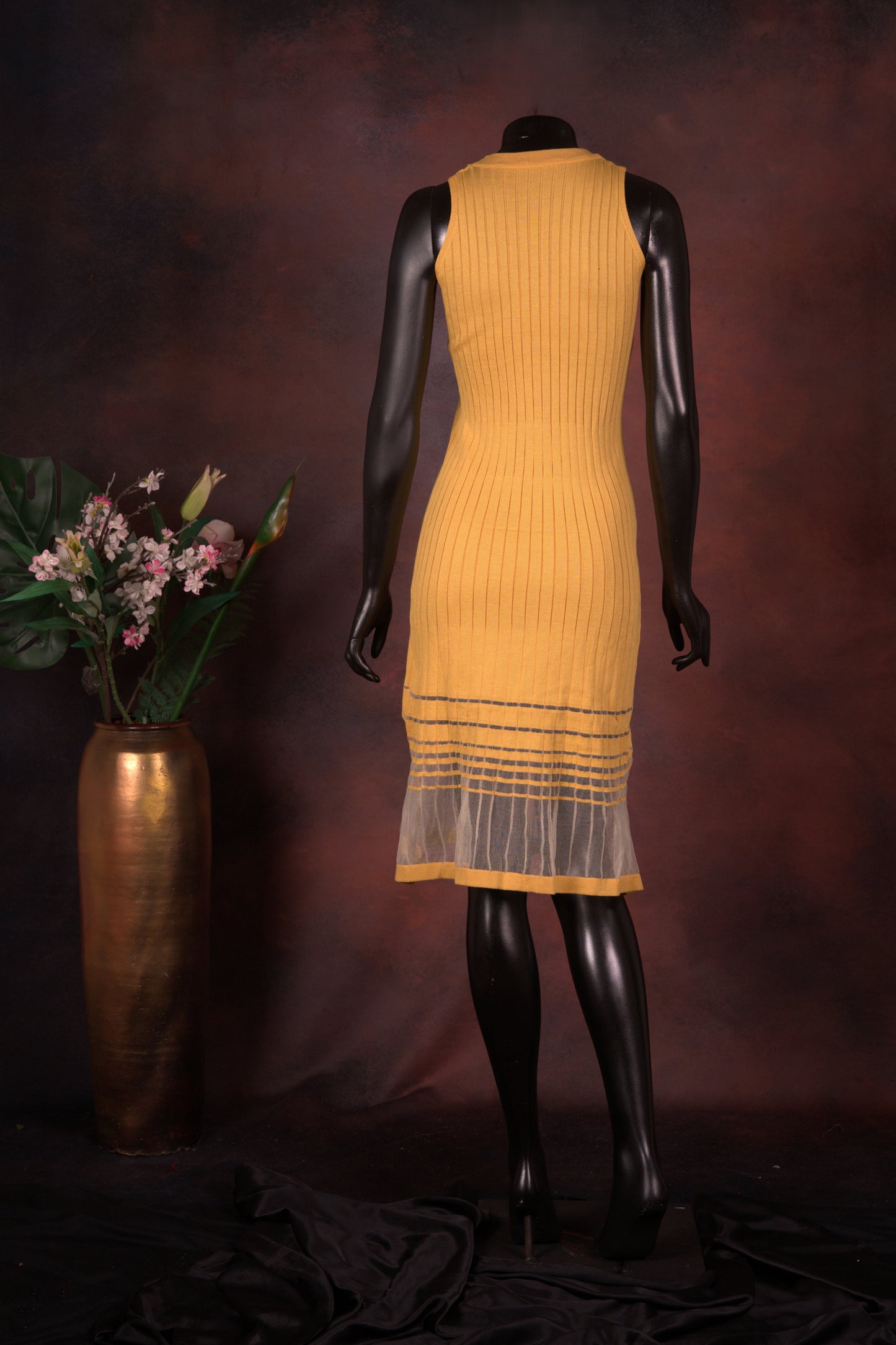 Mustard Knitted Sleeveless Bodycon Dress