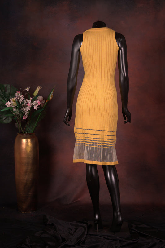 Mustard Knitted Sleeveless Bodycon Dress