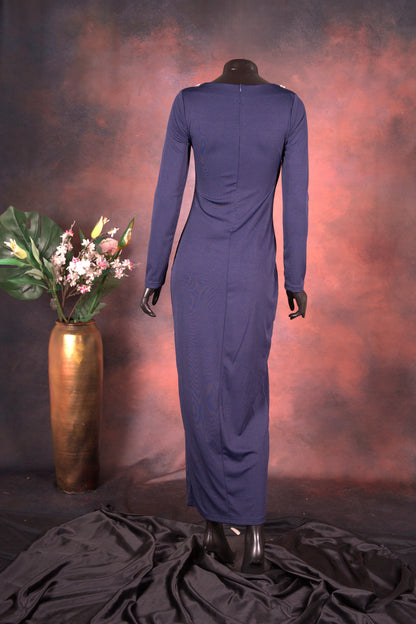 Navy Blue Crystal Embellished Gown