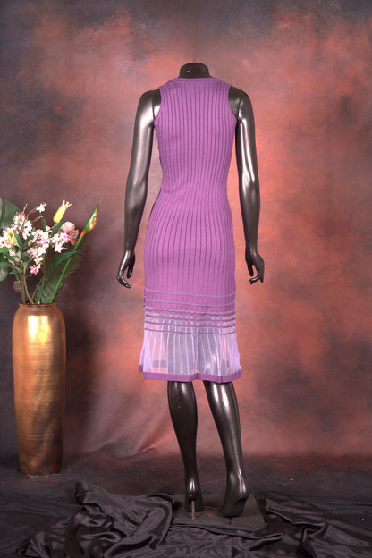 Purple Knitted Sleeveless Bodycon Dress