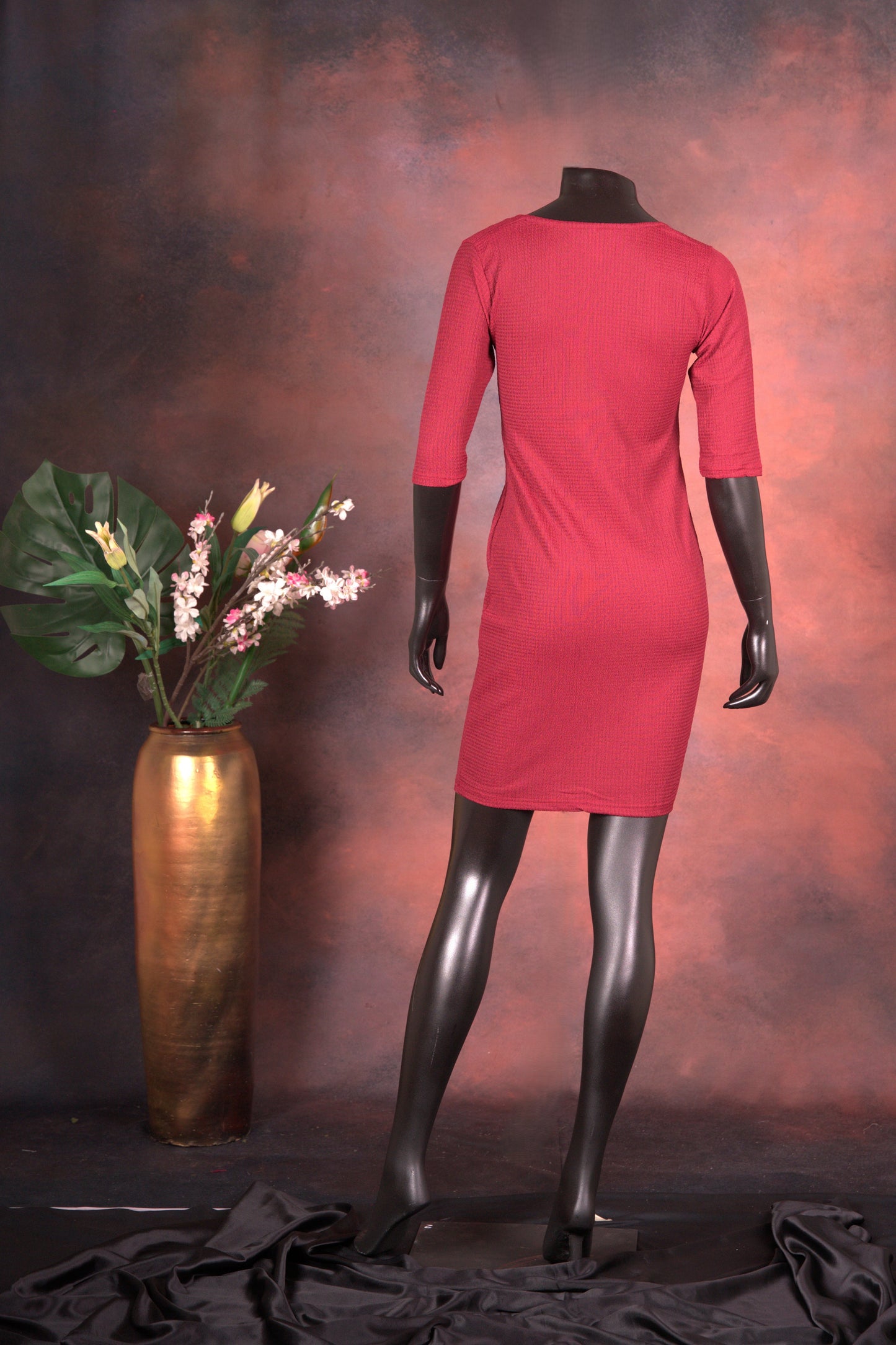 Maroon Textured Bodycon Dress