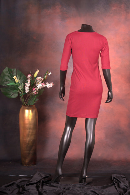 Maroon Textured Bodycon Dress