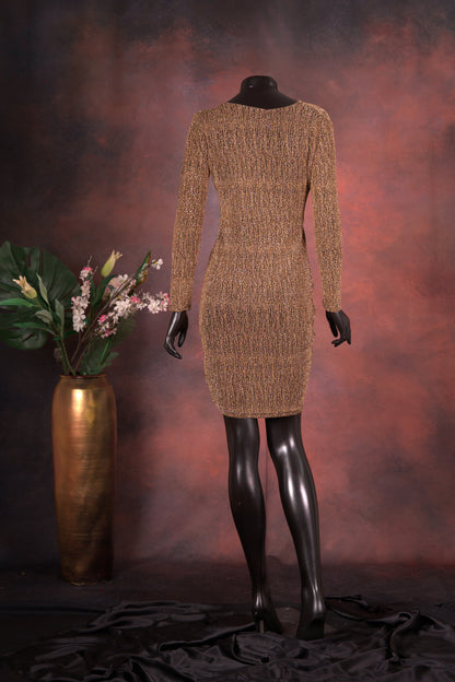Gold Glitter V-Neck Bodycon Wrap Dress