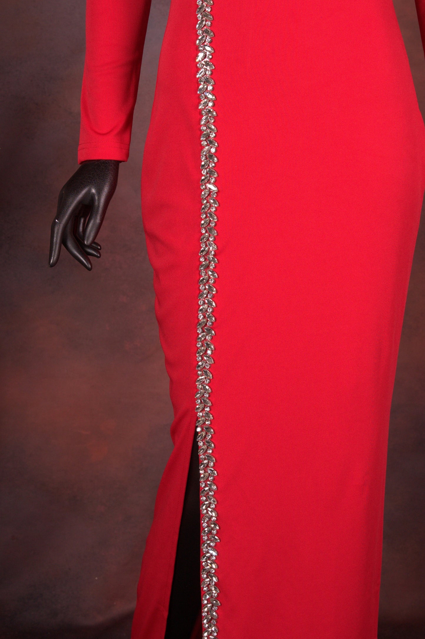 Red Crystal Embellished Gown