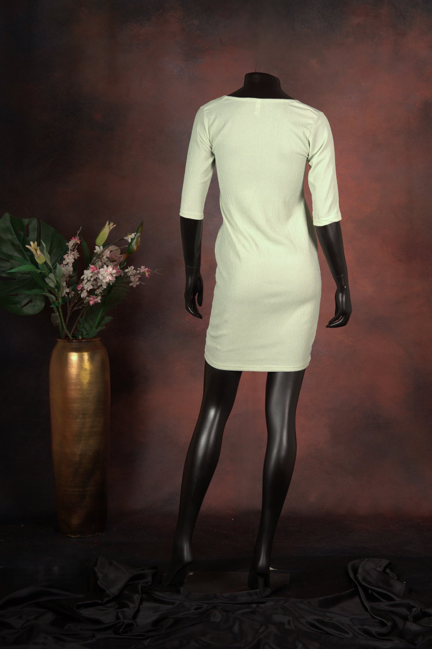 Sage Green Textured Bodycon Dress