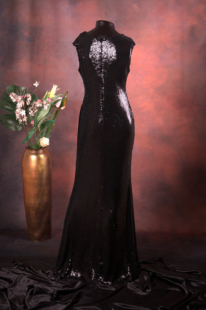 Black Sequin Evening Gown