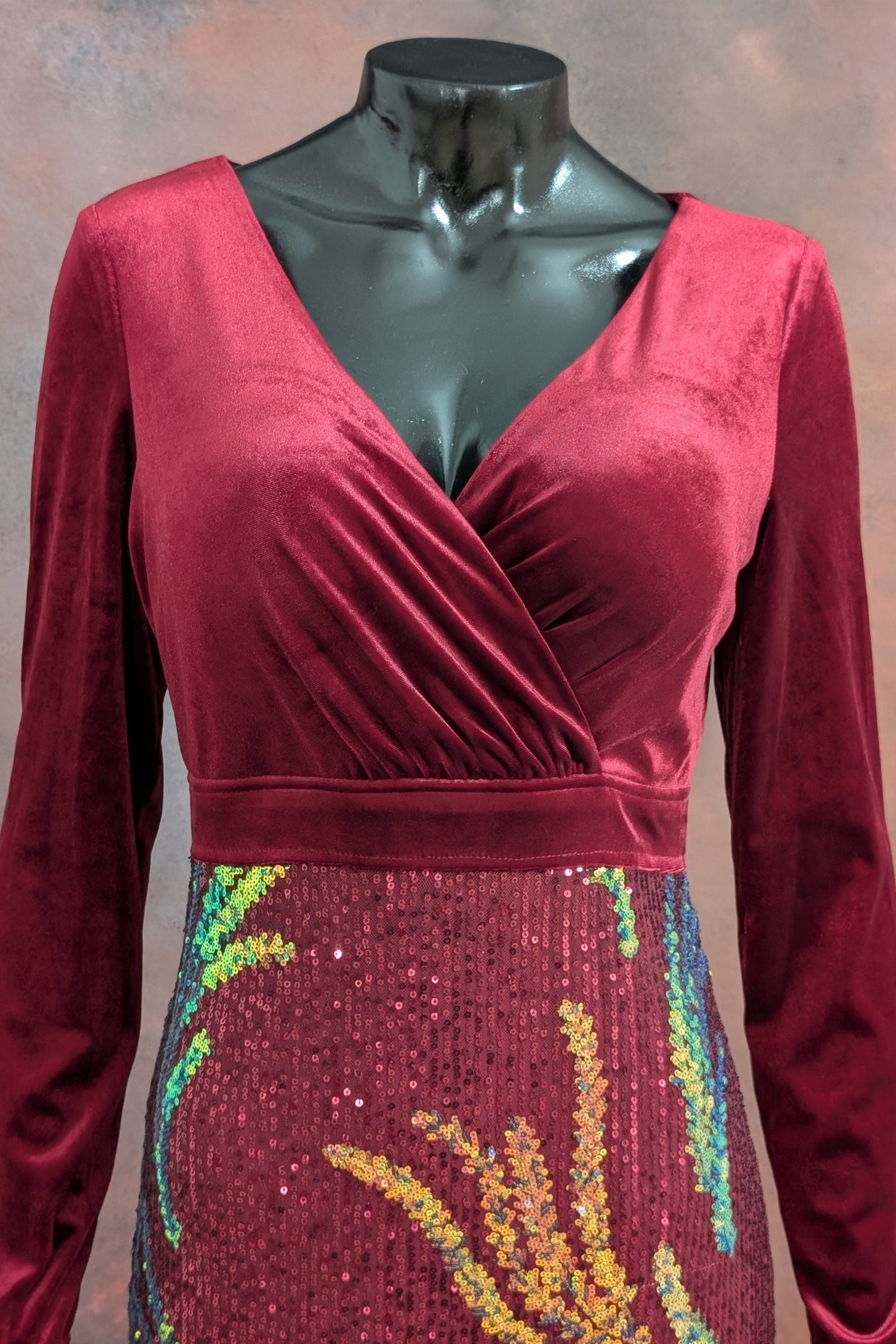 Velvet & Sequin Embellished Gown