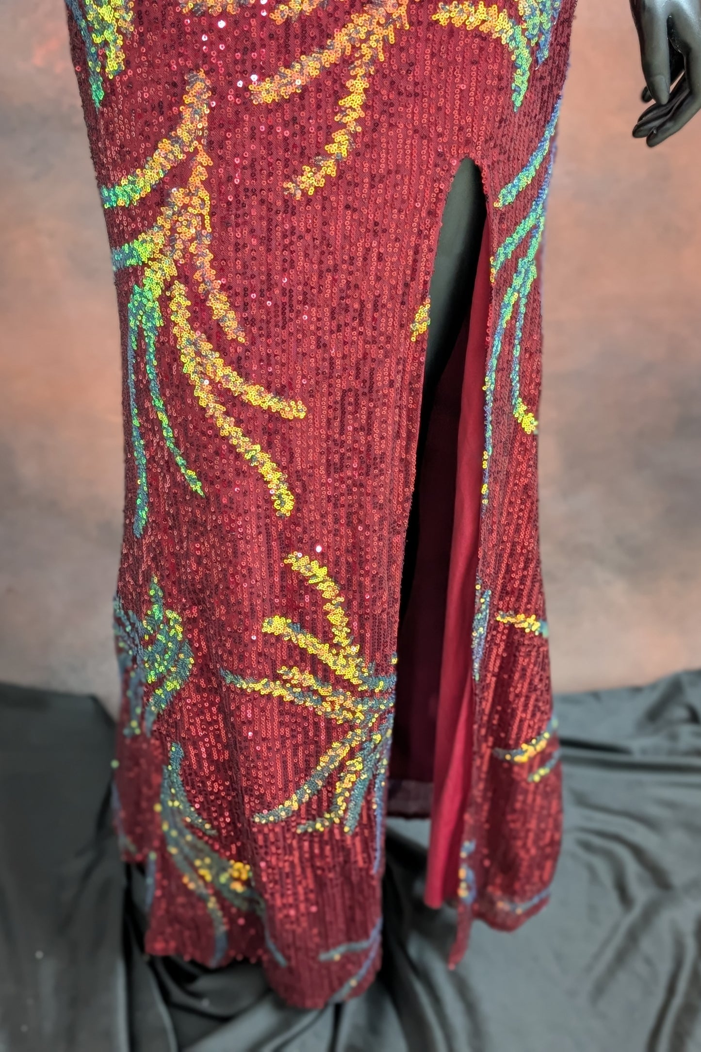 Velvet & Sequin Embellished Gown