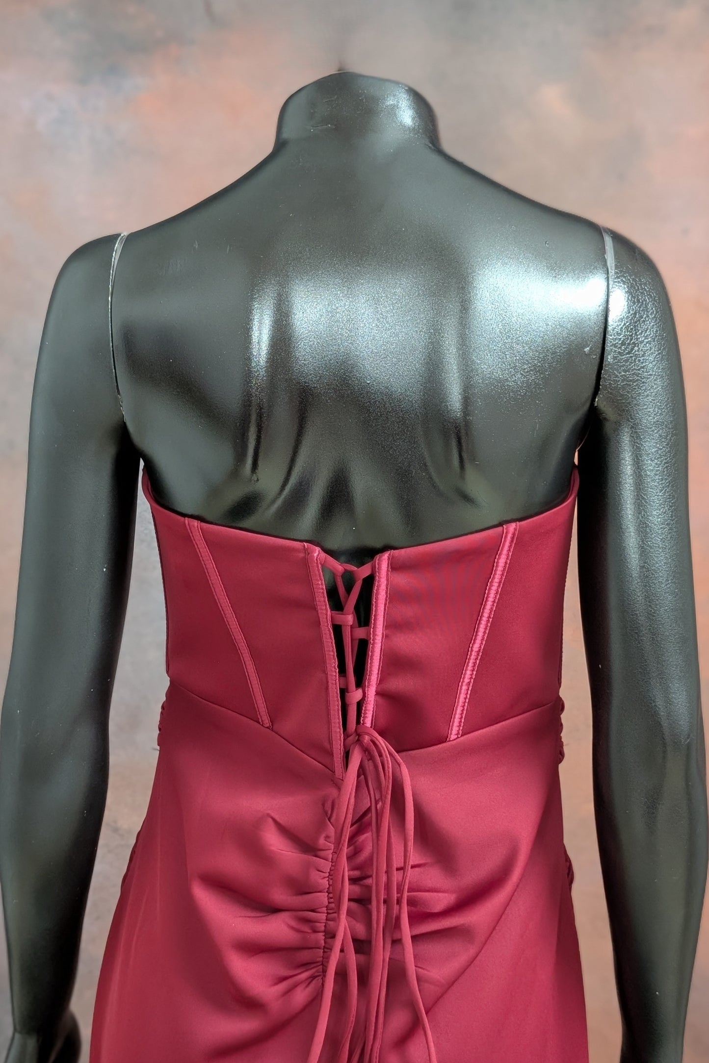 Maroon Embellished Bustier Gown