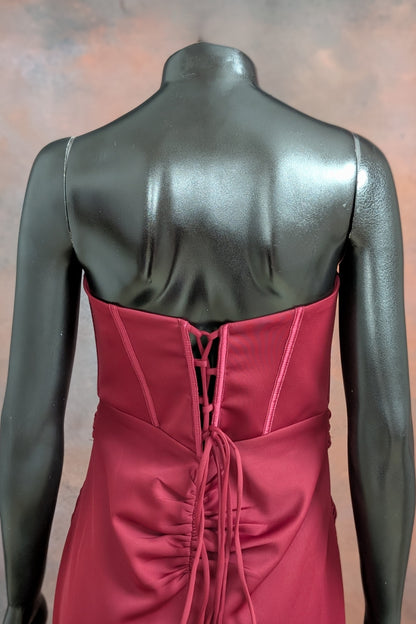 Maroon Embellished Bustier Gown