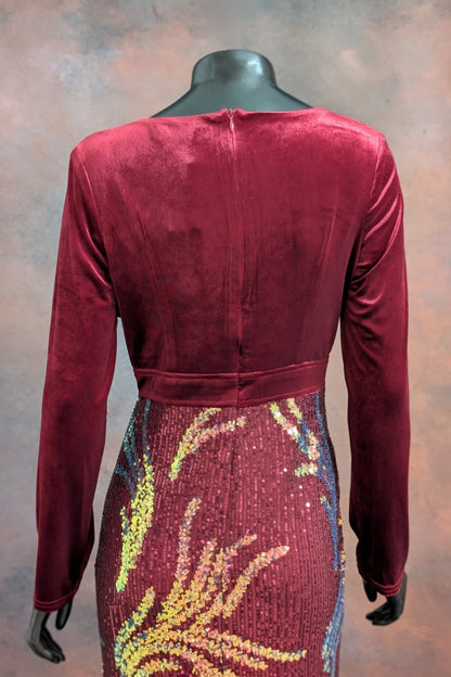Velvet & Sequin Embellished Gown