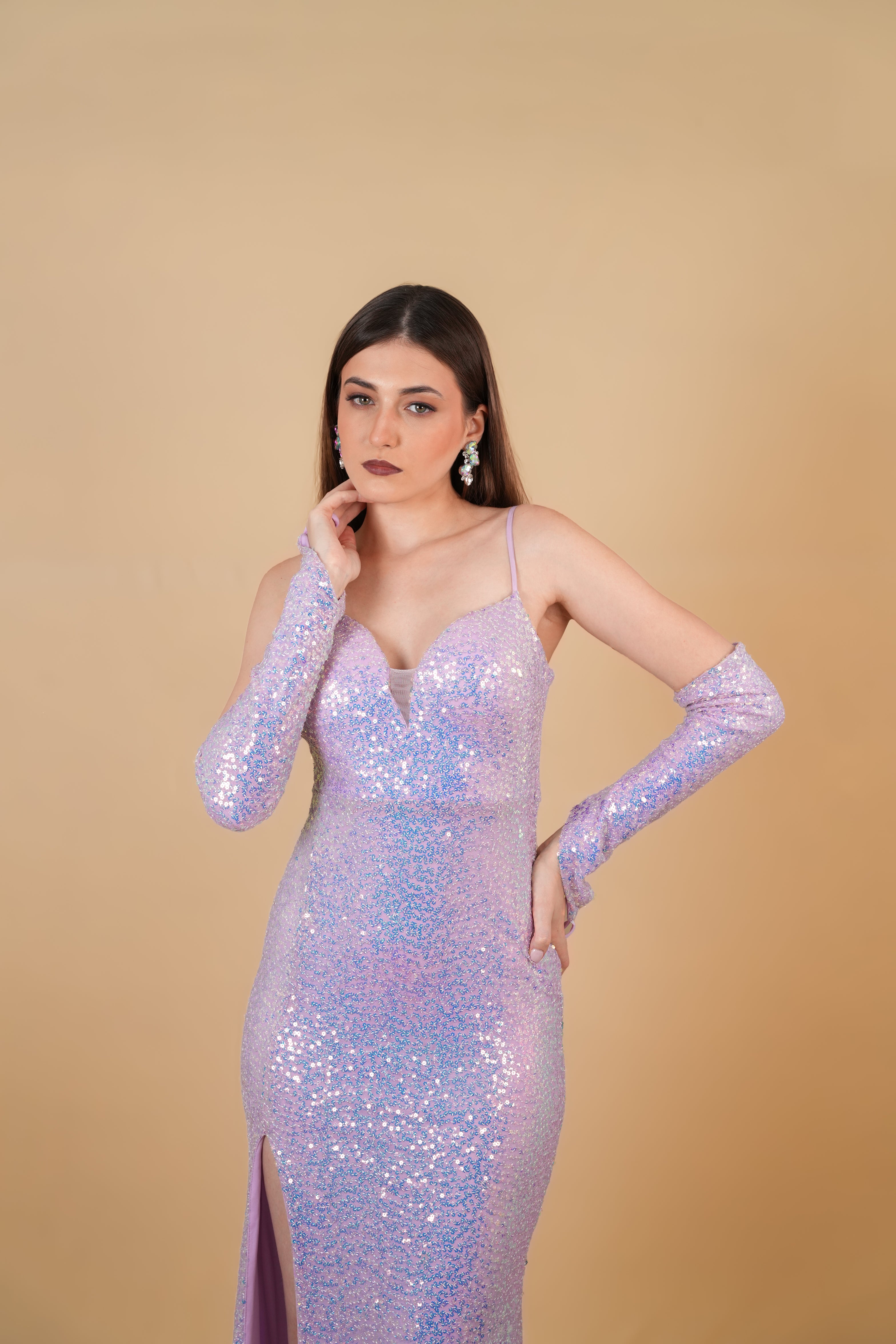 Lilac Sequin Glamour Gown