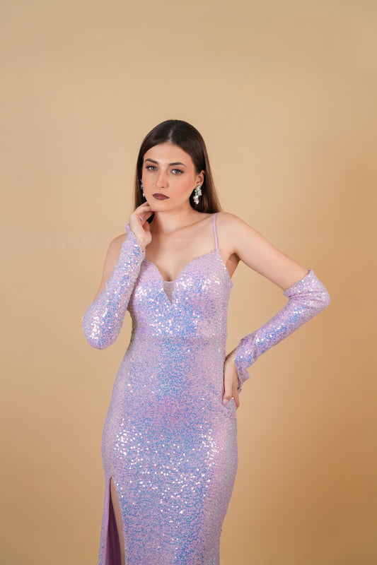 Lilac Sequin Glamour Gown