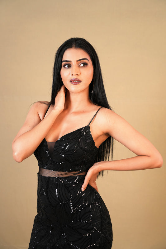 Black Sequin Elegance Gown