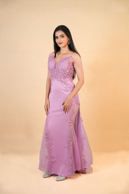 Lavender Lace Party Bodycon Gown