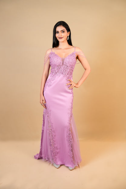 Lavender Lace Party Bodycon Gown