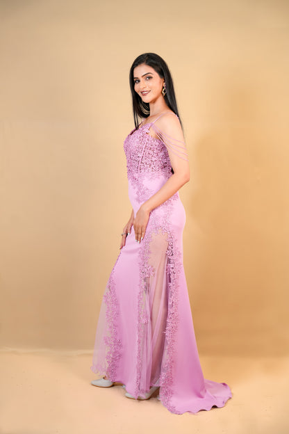 Lavender Lace Party Bodycon Gown