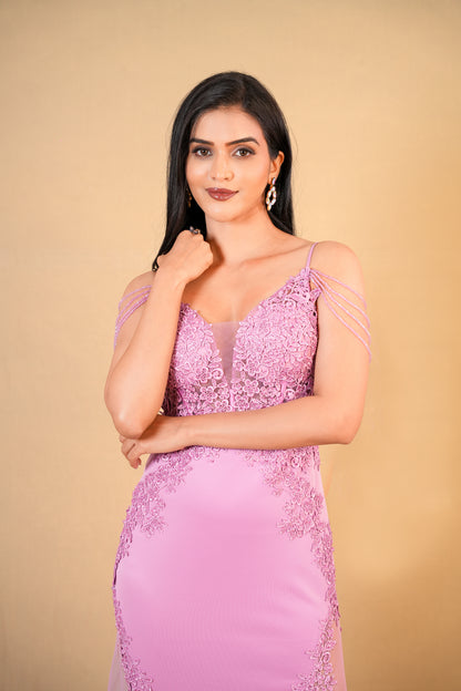 Lavender Lace Party Bodycon Gown