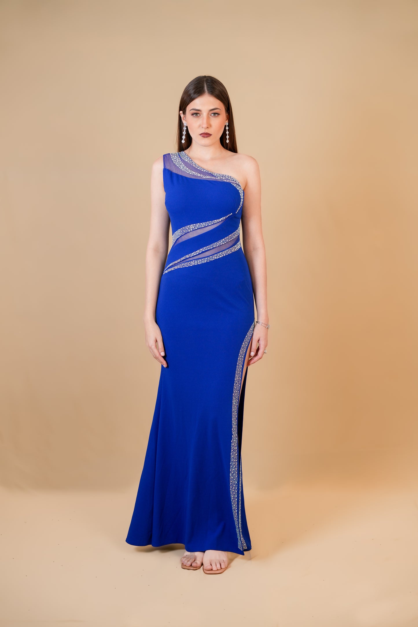 Royal Blue One-Shoulder Gown
