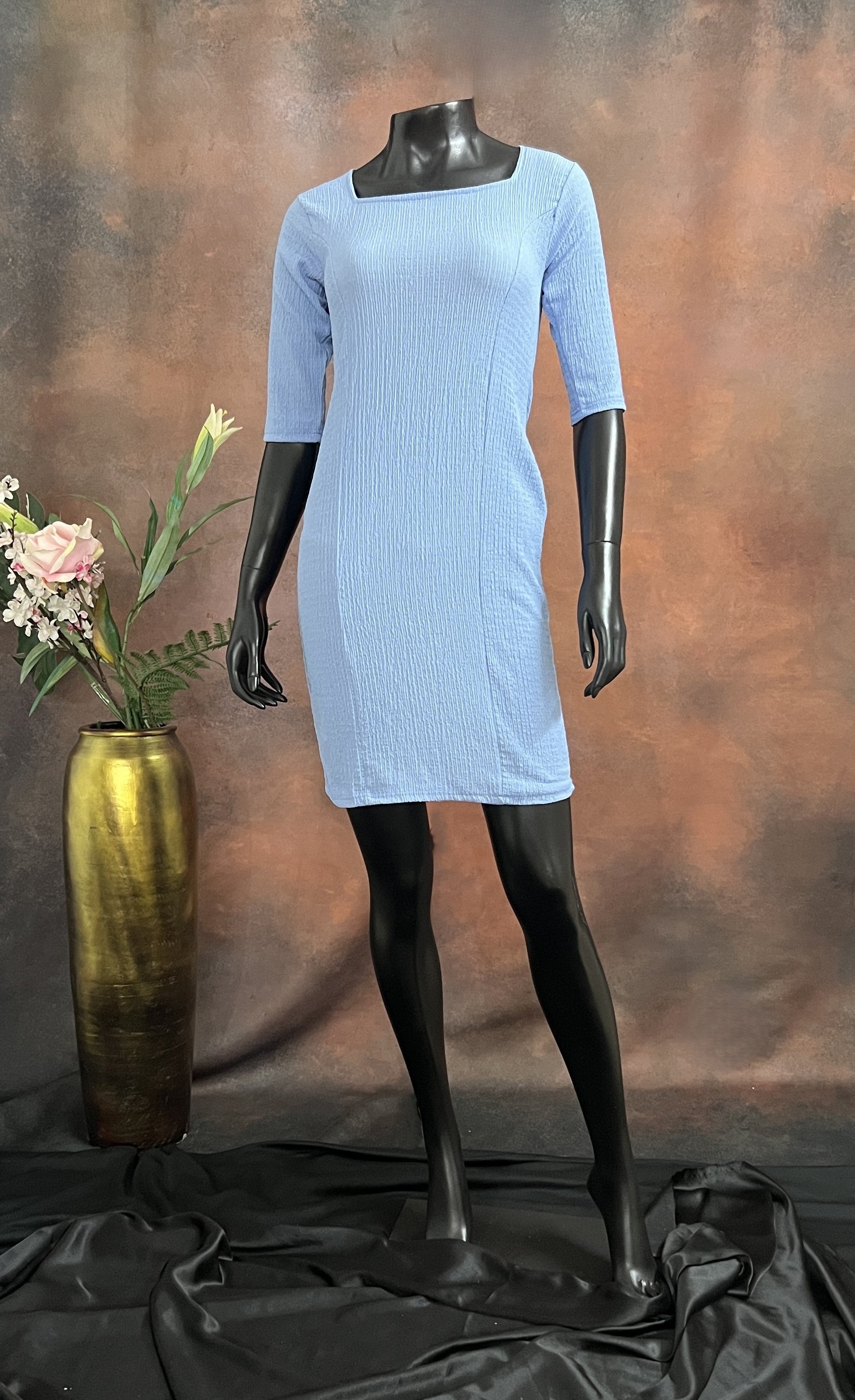 Pastel Baby Blue Textured Bodycon Dress