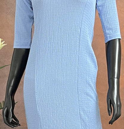 Pastel Baby Blue Textured Bodycon Dress