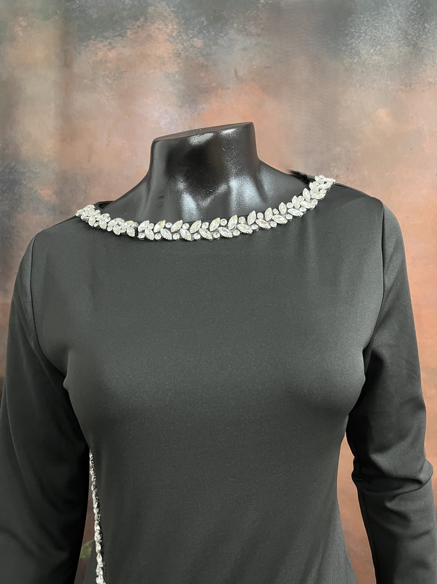 Black Crystal Embellished Gown