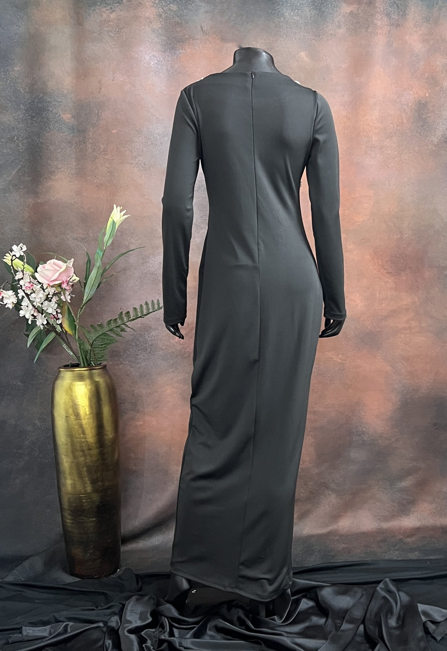 Black Crystal Embellished Gown