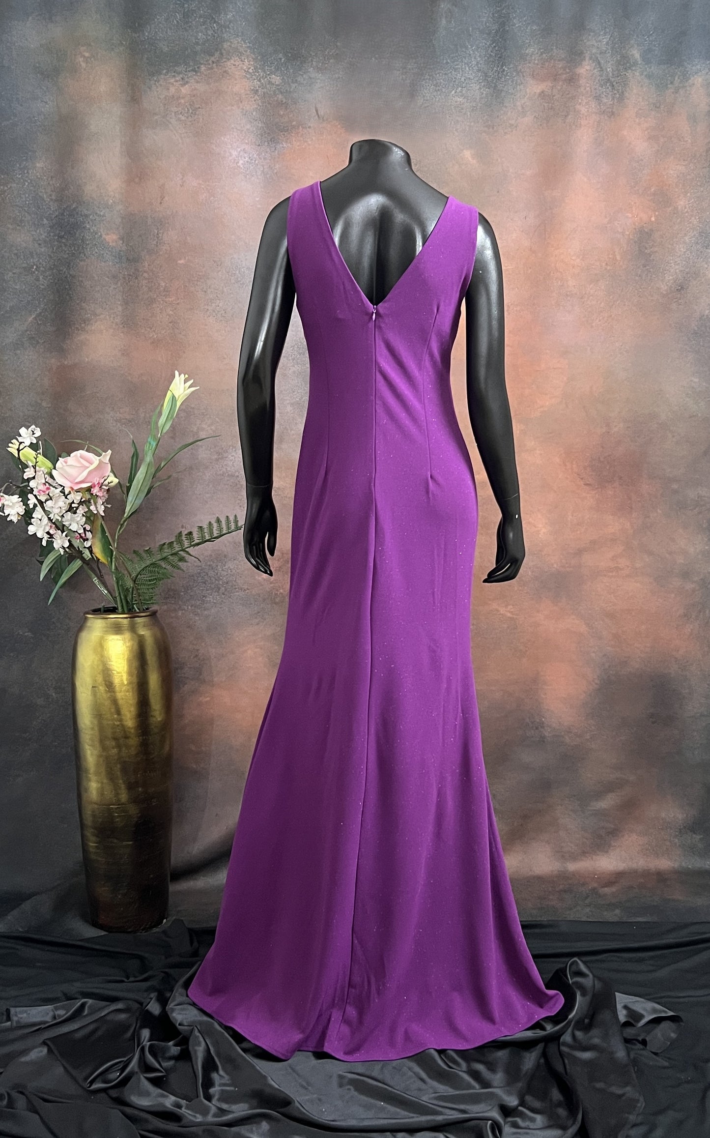 Royal Purple Embellished Slit Gown