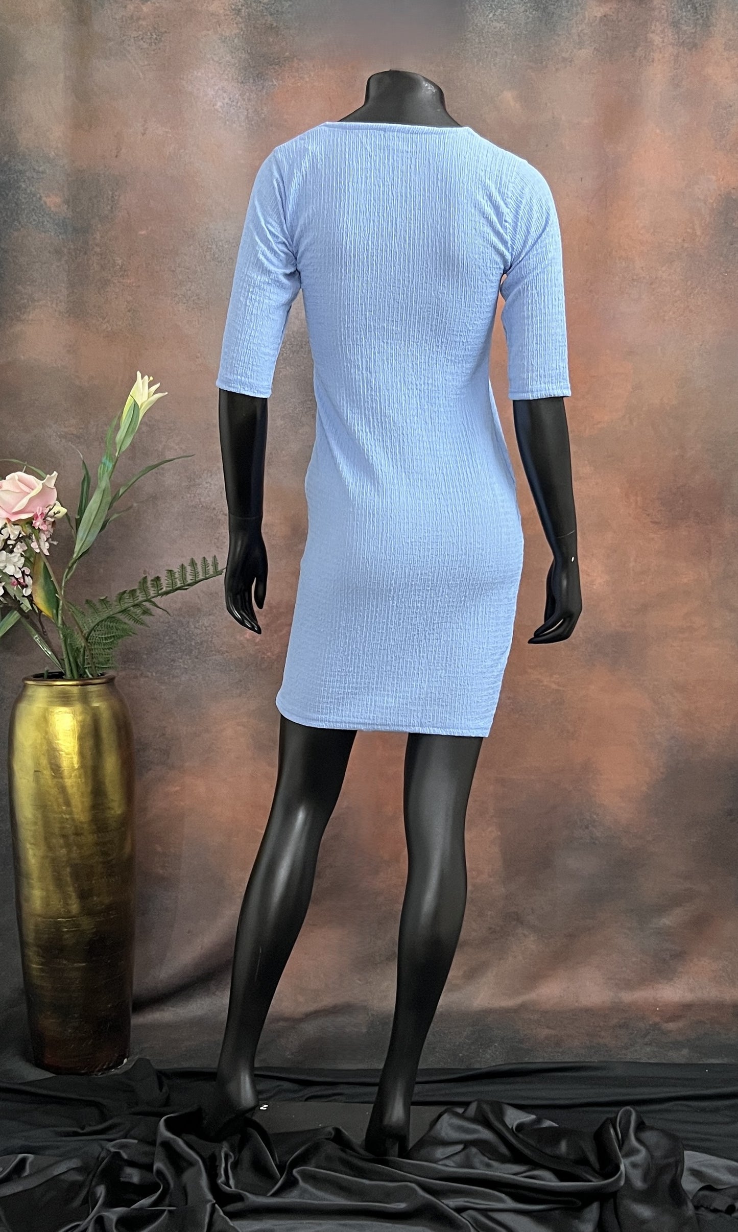 Pastel Baby Blue Textured Bodycon Dress