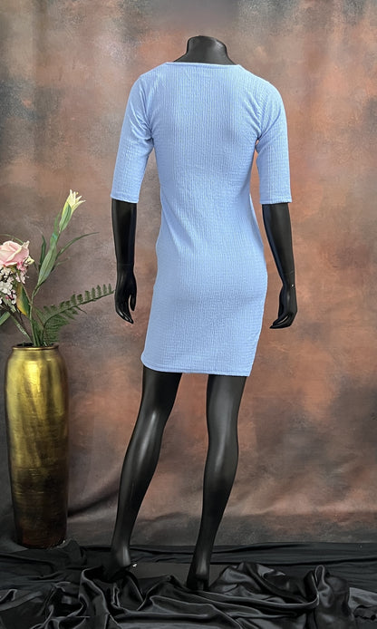 Pastel Baby Blue Textured Bodycon Dress