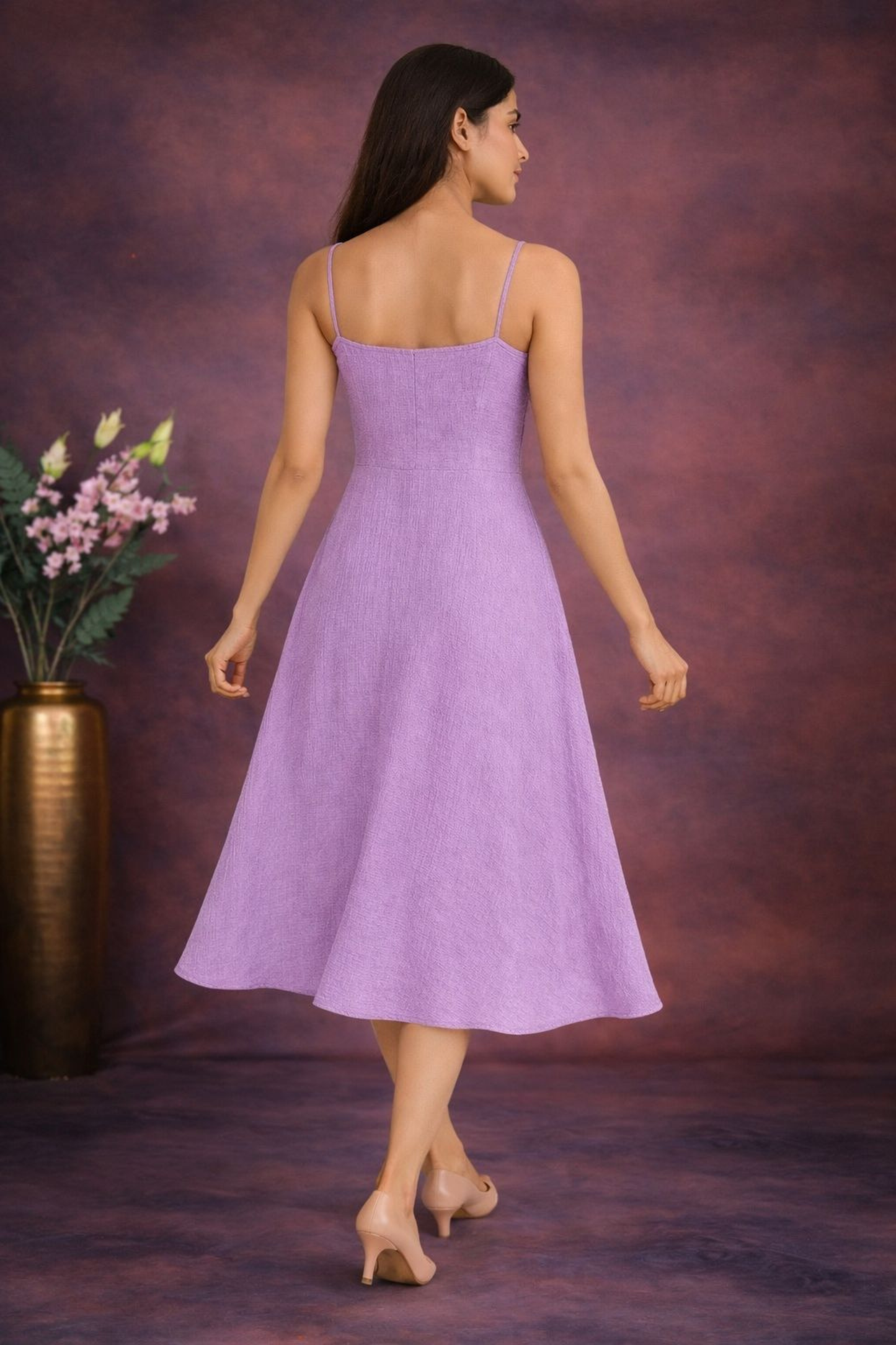 Pastel Summer Midi Dress Set lavender back
