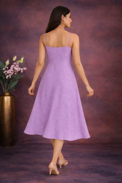 Pastel Summer Midi Dress Set lavender back