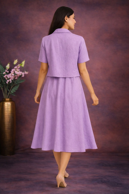 Pastel Summer Midi Dress Set lanvender back1