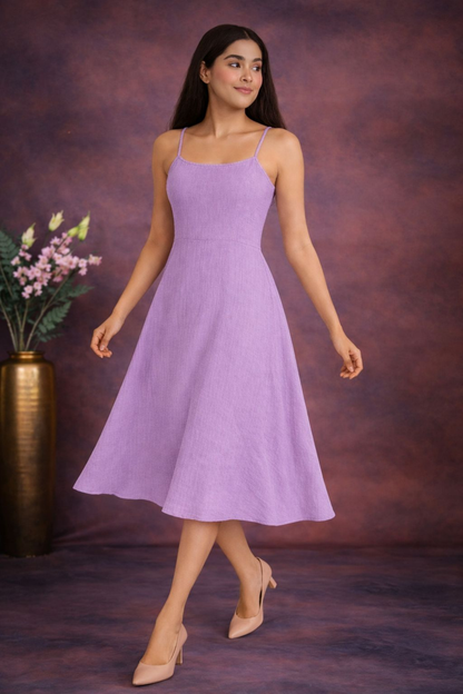 Pastel Summer Midi Dress Set lavender front