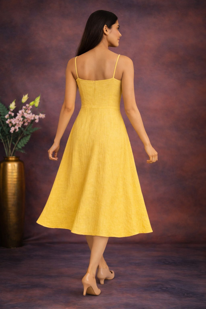 Pastel Summer Midi Dress Set yellow back