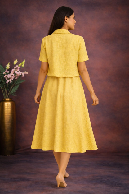 Pastel Summer Midi Dress Set yellow back2