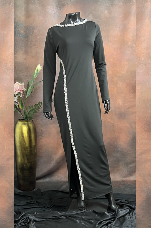 Black Crystal Embellished Gown