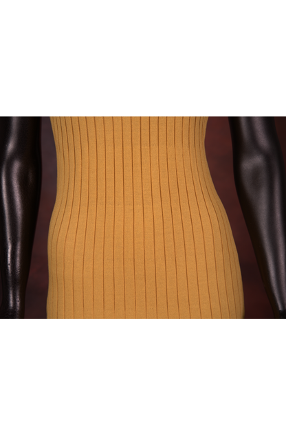 Mustard Knitted Sleeveless Bodycon Dress