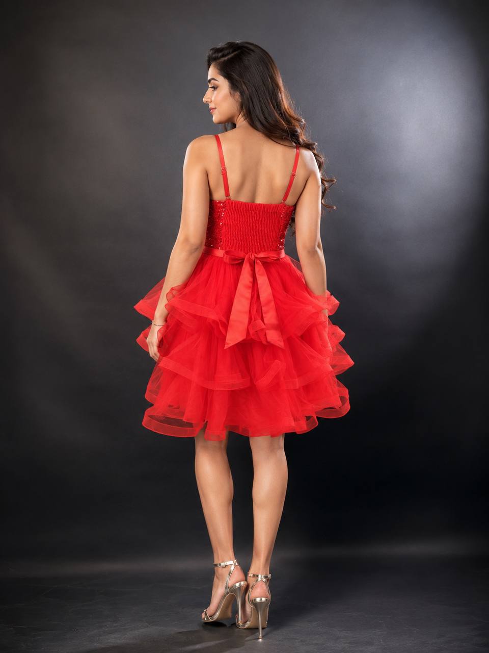 Sequin Corset Layered Tulle Party Dress